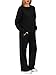 XIEERDUO Plus Size Sweat Suits for Womens 2 Piece Workout Sets Matching Sets Euro Vacation-Outfits Early Fall Fashion Airport Outfits Luxury Outfit Black Loungewear Set 2XL