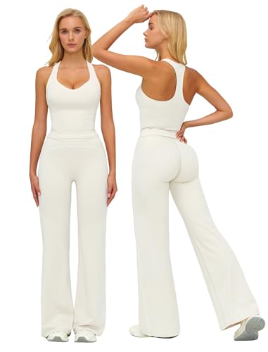 ABOCIW Workout Sets for Women 2 Piece Color Block Racerback