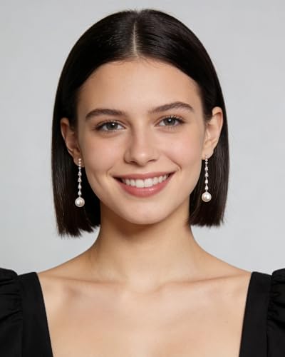925 Sterling Silver Pearl Dangle Drop Earrings for Women, Handpicked AAA+ Quality 10mm White Pearl Hypoallergenic Earrings, Classic Jewelry Gift for Women — view 6