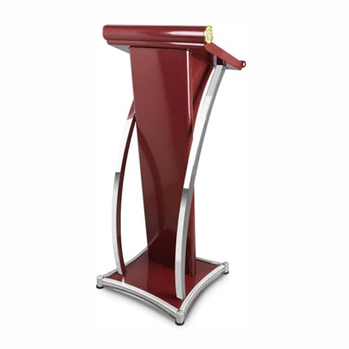 KJHYYPP Soporte de podio para Atril, Atril de Metal Curvo, podio para Hablar de pie, púlpito de Iglesia de pie, Soporte de podio para conferencias de Acero Inoxidable (Red)