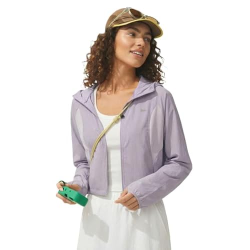 BENEUNDER Women's UPF 50+ Lightweight Sun Protection Jacket Athletic Short Hoodie Purple Medium