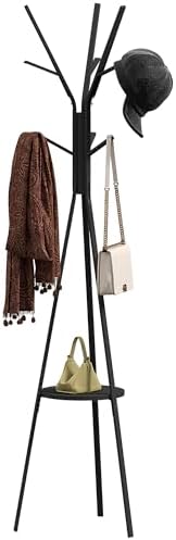 HOMCOM Metal Coat Rack for Hanging Clothes Bags 9 Hooks 45 x 45 x...