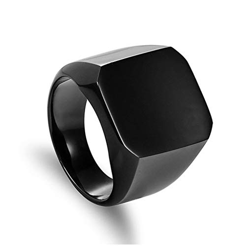 LDA Get Fresh Jz017 Titanium Steel Men's Domineering Ring  Black 9# 1PC Men Solid Polished Stainless Steel Band Biker Men Signet Ring