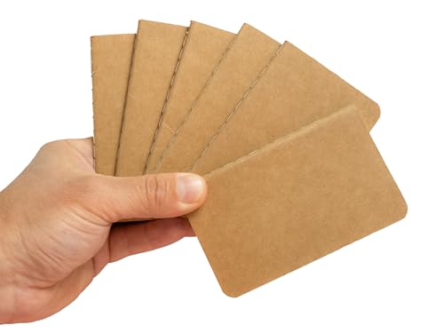 Cahier de poche extra petit 6 olpr. en cuir véritable marron