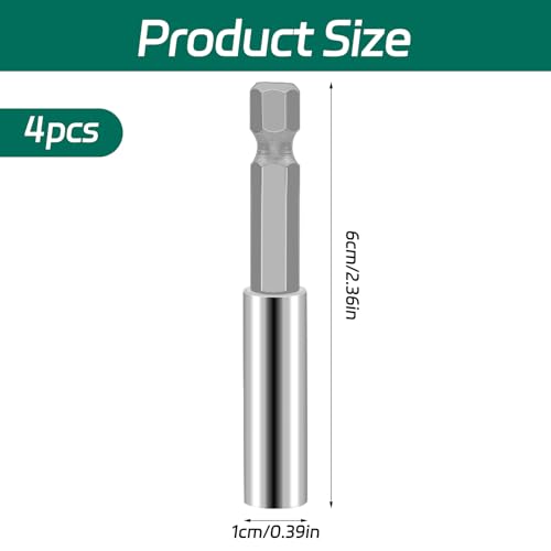 BEASAFY 4 Stück Bithalter Magnetisch, Schnellwechsel Bithalter 1/4\, Edelstahl Bit Verlängerung Magnetisch, Bohrerbitbefestigung