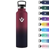 Motswedi Borraccia Termica 1 litro, Doppia Parete, Bottiglia Termica, a Prova di Perdite, Borraccia con Cannuccia, Acciaio Inox, Borracce Termiche, per Palestra, Outdoor, Campeggio, Rosso & Nero