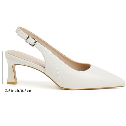 Image of Mostrin Kitten Heels for Women Slingback Pointed Closed Toe Heels Women's Pumps Shoes for Wedding, Party, Commuting