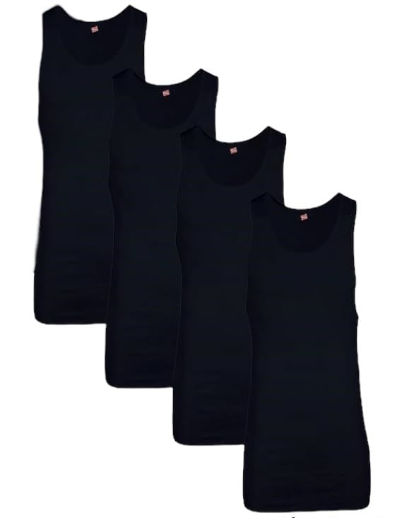 Camiseta sin mangas para hombre Hanes de algodón suave sin etiqueta en pack de 4 unidades