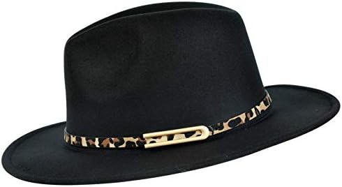 besbomig Fedora Jazz Hat for Men Women Classic Wide Brim Felt Hat Autumn Winter Keep Warm Cap Unisex Retro Trilby Hat Adjustable 56-58CM