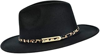 besbomig Fedora Jazz Hat for Men Women Classic Wide Brim Felt Hat Autumn Winter Keep Warm Cap Unisex Retro Trilby Hat Adjustable 56-58CM