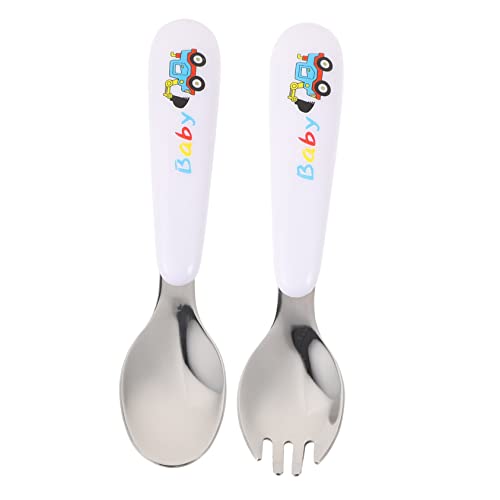 LIFKOME 1Juego Cubiertos Infantiles Antideslizantes De Tenedor Inoxidable Para Bebés Con Adorable Para Entrenamiento De Alimentación