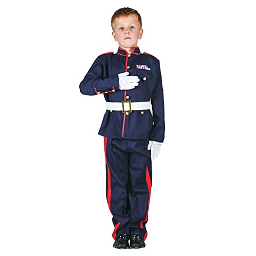 DEGUISE TOI - Déguisement soldat enfant - T-shirt - Pantalon - Ceinture - M 7-9 ans (120-130 cm) - Bleu - Déguisements enfants - 100% Polyester - Lavage à la main - Carnaval