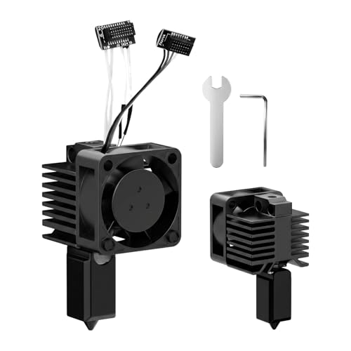 AURIVEE Cabezal de Impresión Completo 0.2mm Boquilla Acero Templado, Compatible con P1S P1P Impresora 3D, Kit Totalmente Metálico con Calentador Cerámico y Ventilador