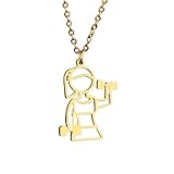 Collares de acero inoxidable, colgantes con diseño de mancuernas para niñas, collar de collar de cadena para mujeres para fiestas de chicas regalo