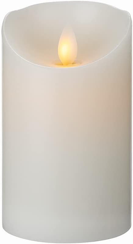 Restaurantware-3 x 5 Inch Flameless Pillar Candles, 10 Programable LED Pillar Candles - Dancing Flame, For Weddings, And Parties, White Real Wax Battery Pillar Candles, Remote Sold Separately,