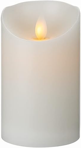 Restaurantware - Velas de pilar sin llama de 3 x 5 pulgadas, 10 velas LED programables - Llama bailarina, para bodas y fiestas, velas blancas de