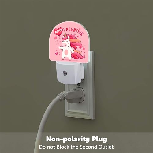 Image of Cute Valentine's Day Unicorn Night Light for Kids, Be My Valentine Night Light Plug in with Dusk to Dawn Sensor,0.5w Energy Saving Nightlight for Hallway Stairway Kitchen Bedroom