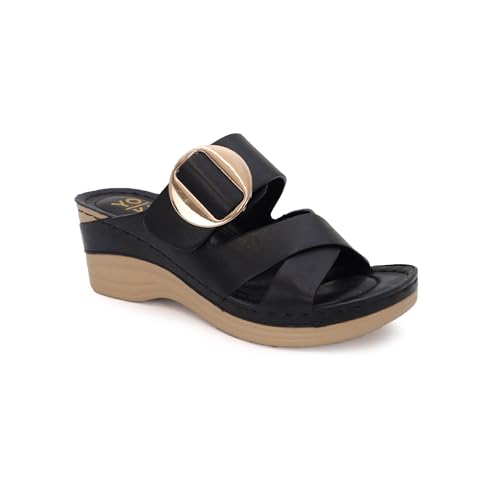 YOKI IRENA Wedge Sandals For Women With Crisscross Strap And Buckle - Open Toe Sandal With Cushioned Footbed & Womens Sandals Comfortable Dressy2
