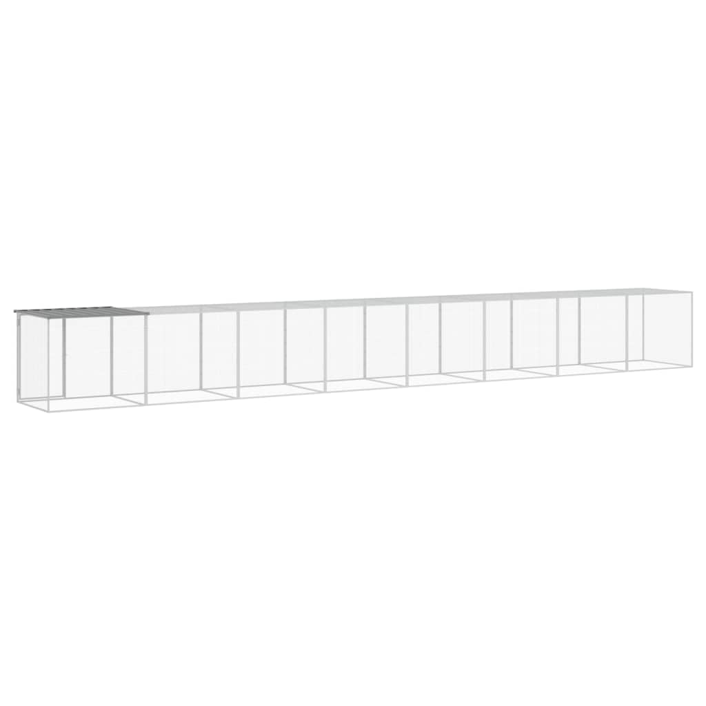 Klatka dla kurcząt z dachem, jasnoszara z ocynkowanej stali, rozszerzalna wybieg dla kur, kur, królików i świnek morskich, 803 x 98 x 90 cm, do użytku na zewnątrz, do ogrodu, na balkon