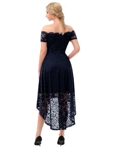image for Dressystar Women's Lace Cocktail Dress Hi-Lo Off Shoulder Bridesmaid S