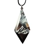YP Glow in the Dark Pendant Resin Luminous Snowy Mountain Aurora Glowing Necklaces (ZA-White)