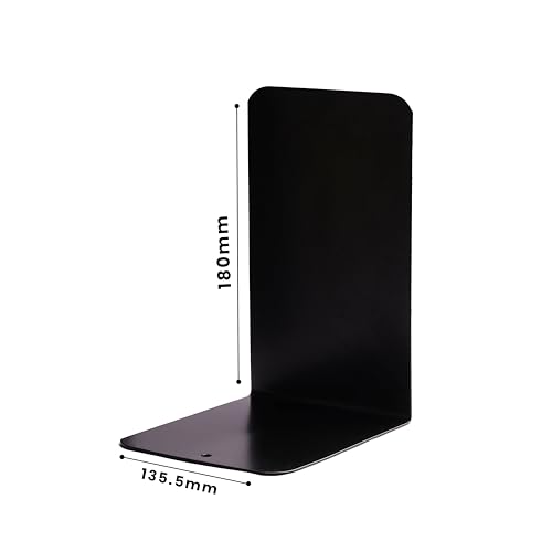 Image of Zepdos Book Stand for Table | Non-Slip L-Shaped Book Ends for Desk & Office | Strong Steel Book Holder for Books, Magazines, Files & Steel Book Stands for Office, Home & Study Table (1 Pair, Black)