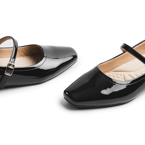 Image of Cusolemore Mary Jane Flat Shoes with Arch Support and Hidden Wedge Heel, Women Ballet Flats, Mary Jane Flats, Comfortable Dress Shoes