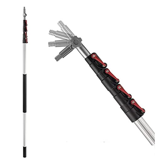 Extension Pole - 24 Foot Premium Telescopic Pole with Universal Multi-Angle Metal Threaded Tip