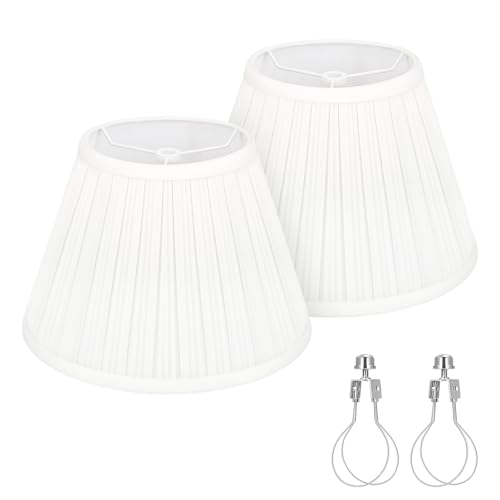 Small Pleated Lamp Shades Set of 2 5.5Top x 10Bottom x 6.6High White