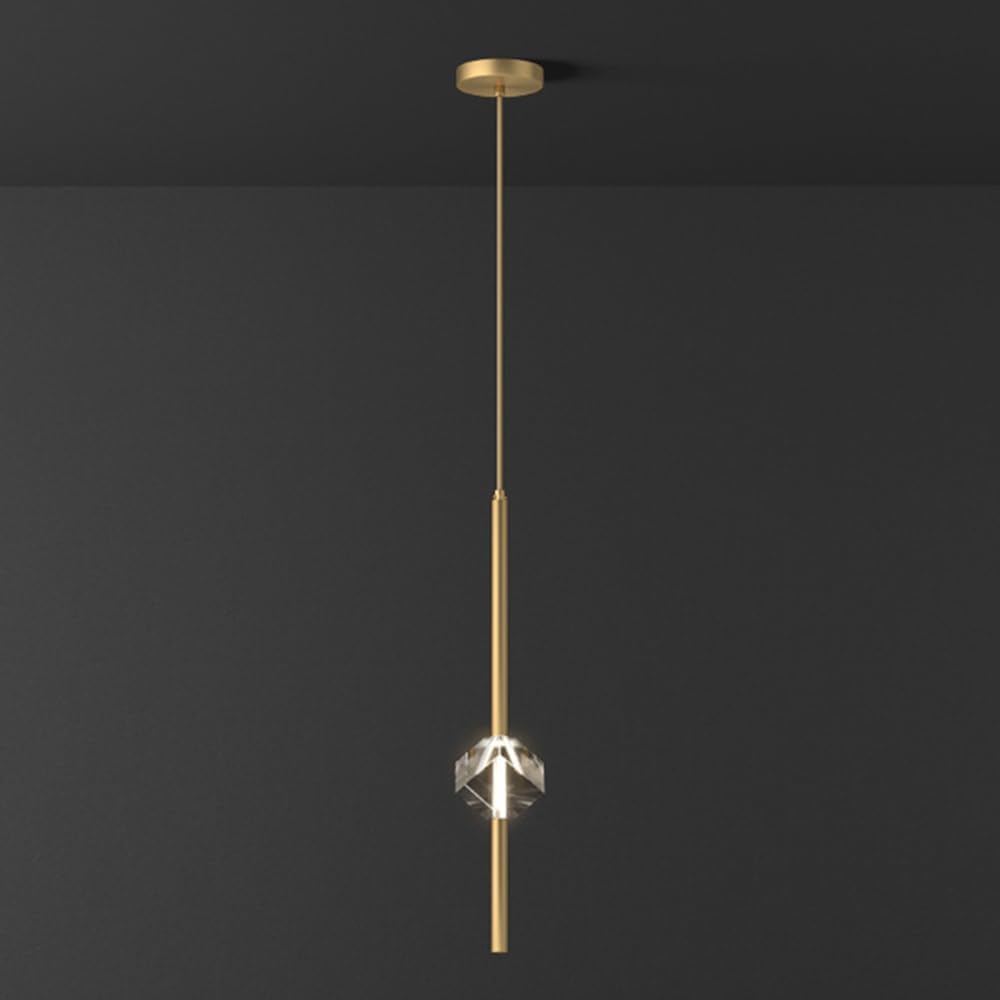 19.6" Linear Lights Kitchen Island Led Lights Fixture, Modern Crystal Hanging Chaners for Dining Room, 3 Color Temperatures Adjustable Brass Hanging Lamp (Noir)/D