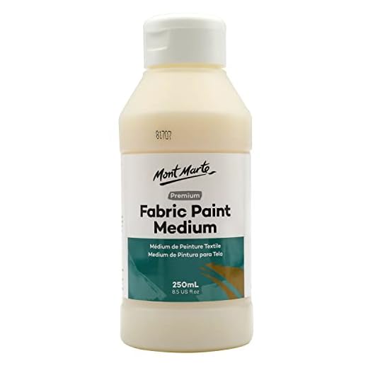 MONT MARTE Fabric Paint Medium Premium (8.5 US fl.oz), Medium Textil para Pintar Telas, Fácil de Usar, Previene la Descamación, Ideal para Ropa y Accesorios de Tela, Artículos para el Hogar y Más