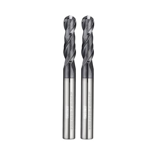 Image of Tools Extra Long Carbide Ball Nose End Mill for Cutting Alloy Steels, with HRC62 Tungsten Carbide+AlTiN Coating,3 inch Overall Length CNC Router Bits,1 /8 Shank End Mill Bits (1 /8-3 inch 2PCS)