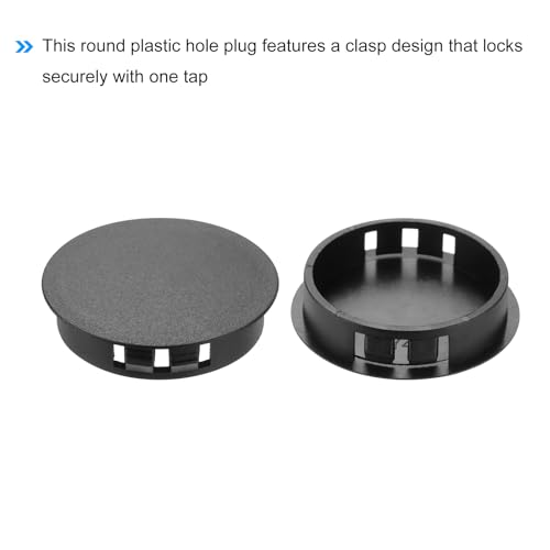 Image of MECCANIXITY 64PCS 35mm /1.38 inch Black Plastic Hole Plugs, Flush Type Panel Hole Plugs Insert End Caps for Locking Hole Tubes Furniture Cabinet