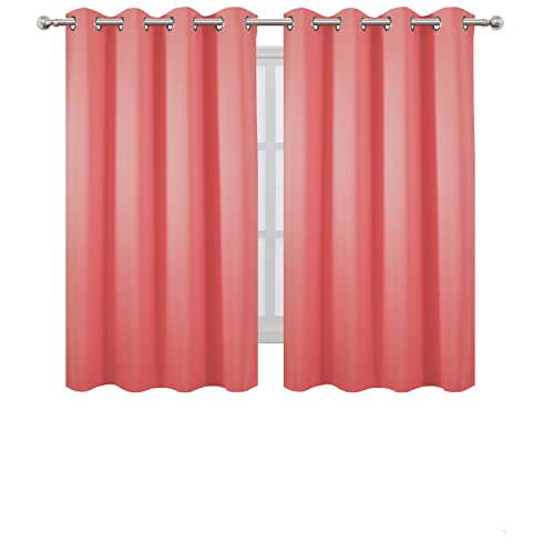 Image of LEMOMO Coral Blackout Curtains 52 x 54 Inch Length /Set of 2 Curtain Panels /Thermal Insulated Room Darkening Blackout Curtains for Bedroom
