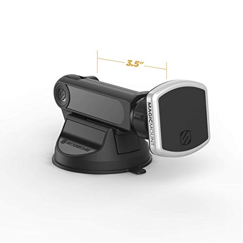 Scosche MPWDEX2-XTSP MagicMount Pro Extendo Magnetic Phone Holder Suction Cup Phone Mount for Car, Extended Arm for 360 Viewing Angle, Black/Silver