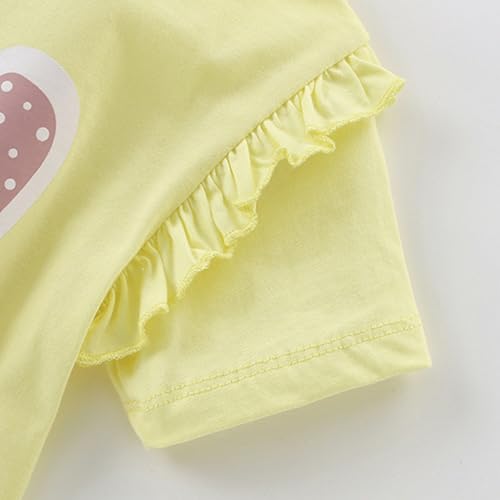 Image of Toddler Girls Bunny T-Shirt Cotton Baby Short Sleeve Easter Outfits Rabbit Shirts Soft Summer Casual Tee Tops