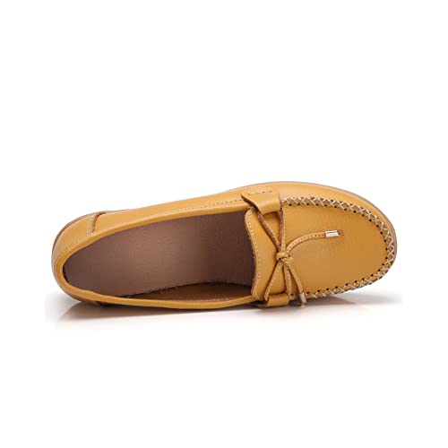 Image of Momuk Women's Penny Loafers Leather Driving Moccasins Slip On Boat Shoes Fashion Comfort Flats