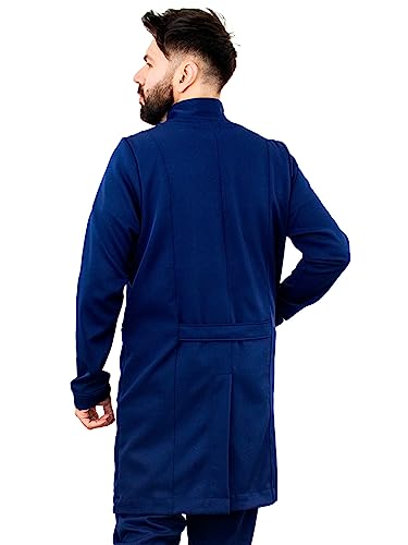 Jaleco Masculino Slim Gola Padre Manga Longa (Azul Marinho, P)
