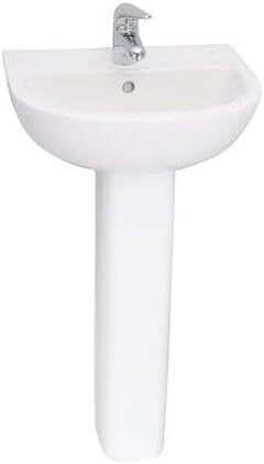 HomeStock Lakeside Living 18 Inch Vitreous China Pedestal Lavatory with 1 Hole and Mounting Hardware - Compact and Elegant Bathroom Sink