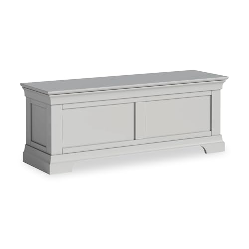 Image of RoselandFurniture Colette Grey Wooden Blanket Box Ottoman Storage Box | Fully Assembled Large Traditional Painted Trunk, Shoe Storage Bench or Toy Chest for Bedroom, Hallway or Kids Room