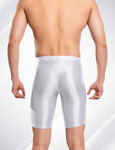 SEAUR Men's Shiny Sports Tights Shorts Oil Glossy Seamless Workout Compression Shorts See Through Trunks Underpants2