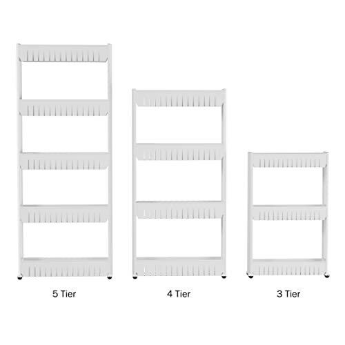 4-Tier Storage Organizer Rack - Plastic Rolling Cart for Office, Dorm, Bedroom, Bathroom, and Laundry Room Organizing by Lavish Home (White) - Image 8