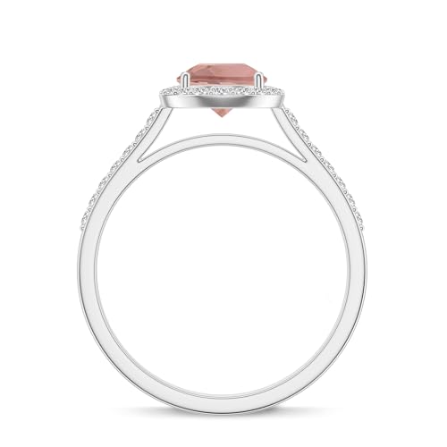 925 Sterling Silver Pear Shaped Morganite Halo Ring, Moissanite Engagement Ring in Gold Plated| Teardrop Birthstone Wedding Ring, Birthday, Anniversary Jewelry Gift for Women3