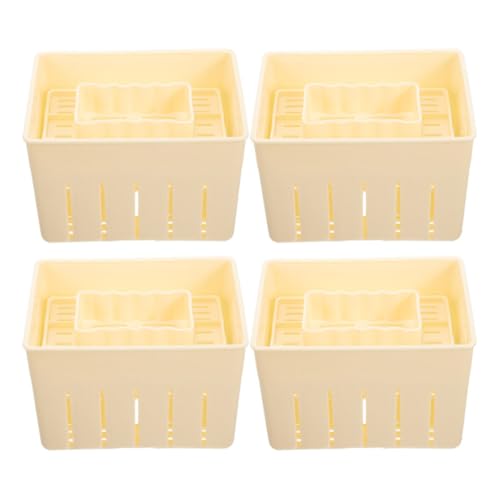 FOMIYES Pressa per Tofu Fai da Te in Legno 4 Pezzi Stampo per Formaggio e Tofu Fatto in Casa Strumento per Pressare Formaggio per Cucina Domestica