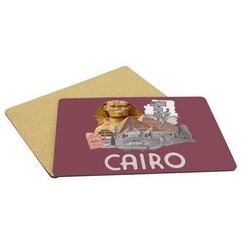 Set de table rouge dessous liège napperons souples grand format motif Le Caire Égypte voyage - 5