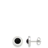 Gravurtext: Leonardo Jewels by Leonardo Damen Ohrstecker schwarz Matrix Edelstahl/silberfarben Glas Schliff Facette 010022
