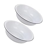 DOITOOL 2 Stück Becken Aus Emaille Große Emailleschale Schalen Mischen Große Rührschüssel Emailliertes Becken Vintage Obstschale Rührschüssel Für Lebensmittel Weiß