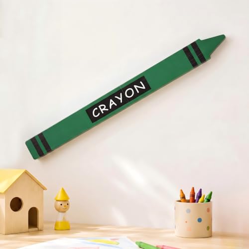 Crayon géant en bois vert de 80 cm pour décoration de rentrée