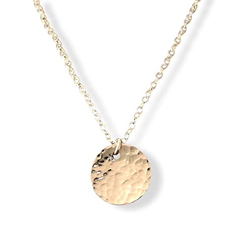 Disc Necklace Hammered Yellow Gold Filled Choose Your length