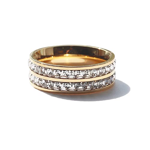 ninon ニノン リング 指輪 レディース メンズ おしゃれ シンプル 大きいサイズ 細い 太め 金属アレルギー対応 アレルギー対応 純チタン アクセサリー ジルコニア ライン 大人 通勤 つけっぱなし 2連 21号 ゴールド